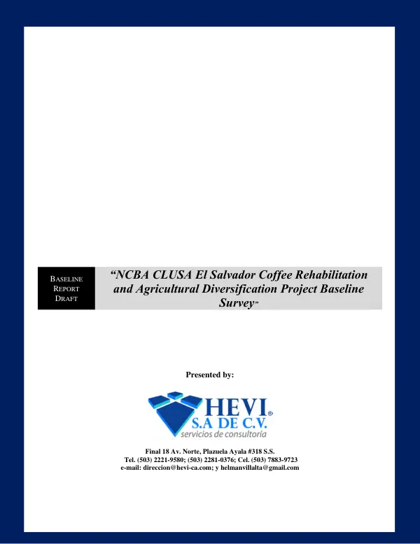 [USDA] NCBA CLUSA El Salvador coffee rehabilitation and agricultural diversification project baseline survey