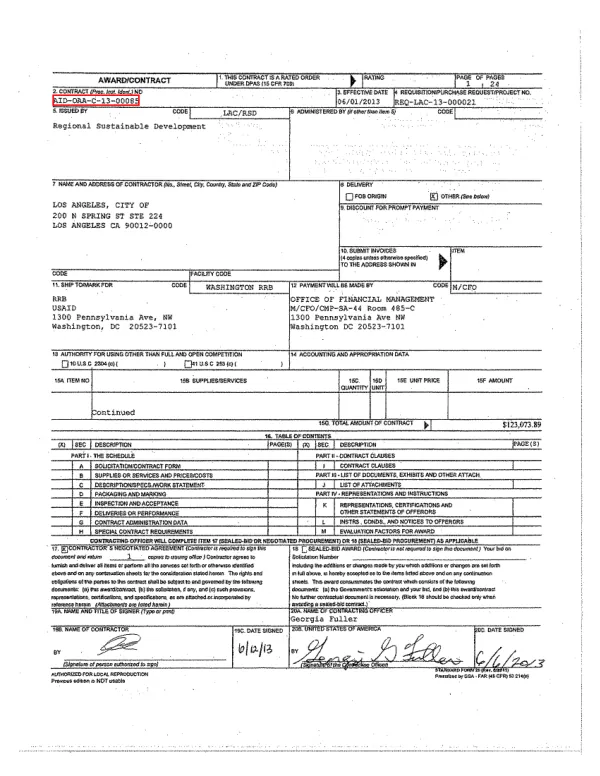 Contract with City of Los Angeles Mayor"s Office on gang reduction and youth development (GRYD)