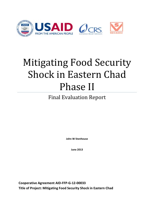 Mitigating food security shock in eastern Chad phase II : final evaluation report