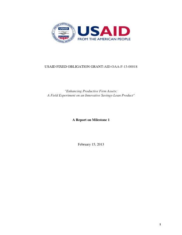 AID-OAA-F-13-00018_Milestones_Completed_IPA Ghana Savings Loan