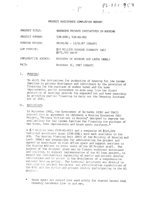 Barbados private initiatives in housing