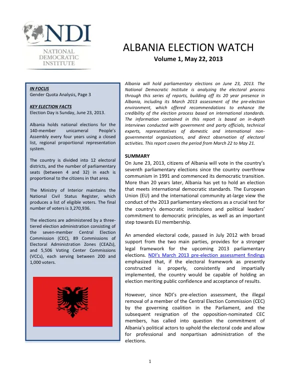 Albania election watch, volume 1