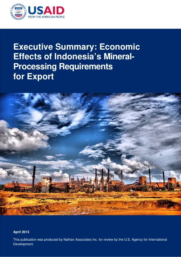 Executive summary : economic effects of Indonesia’s mineral-processing requirements for export