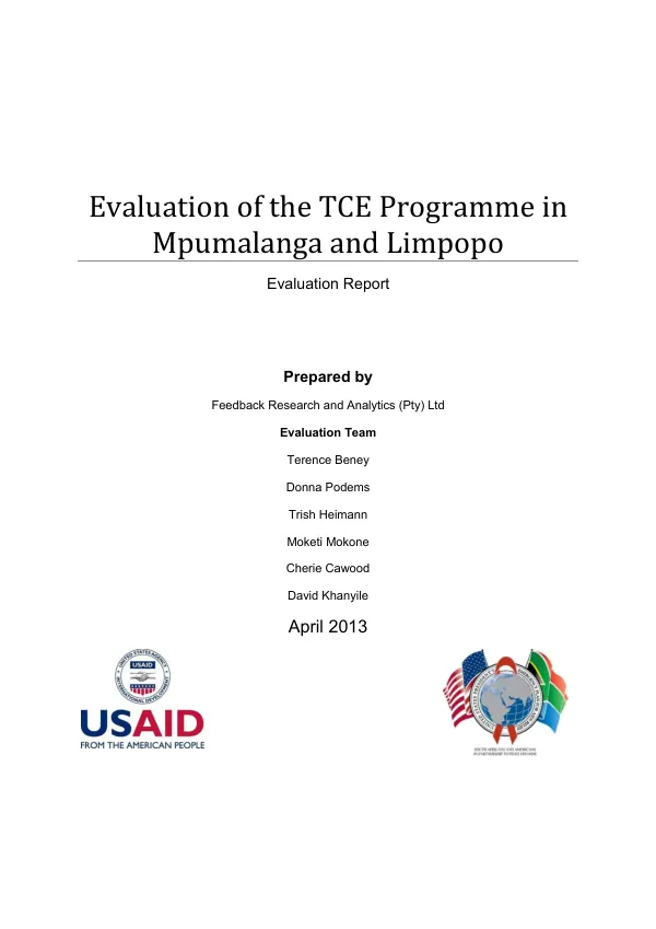 Humana People to People South Africa : evaluation of the TCE programme in Mpumalanga and Limpopo : evaluation report