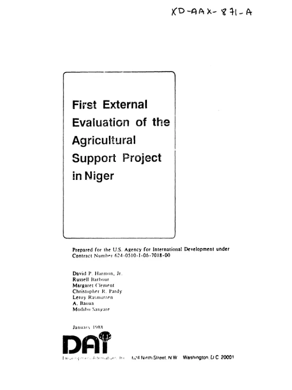 First external evaluation of the agricultural support project in Niger