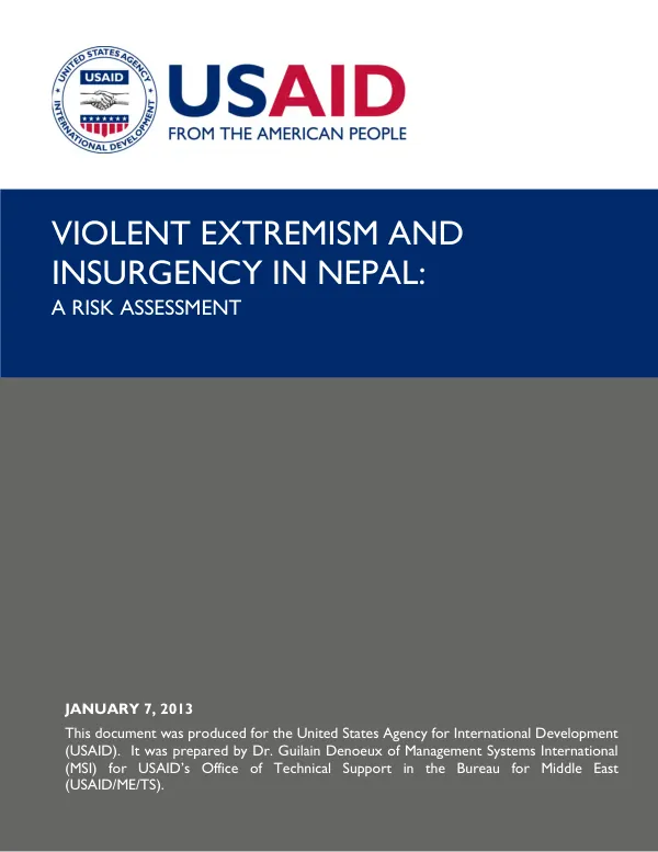 Violent extremism and insurgency in Nepal : a risk assessment