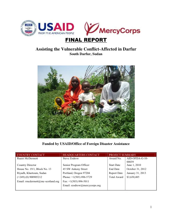 Assisting the vulnerable conflict-affected in Darfur : final report