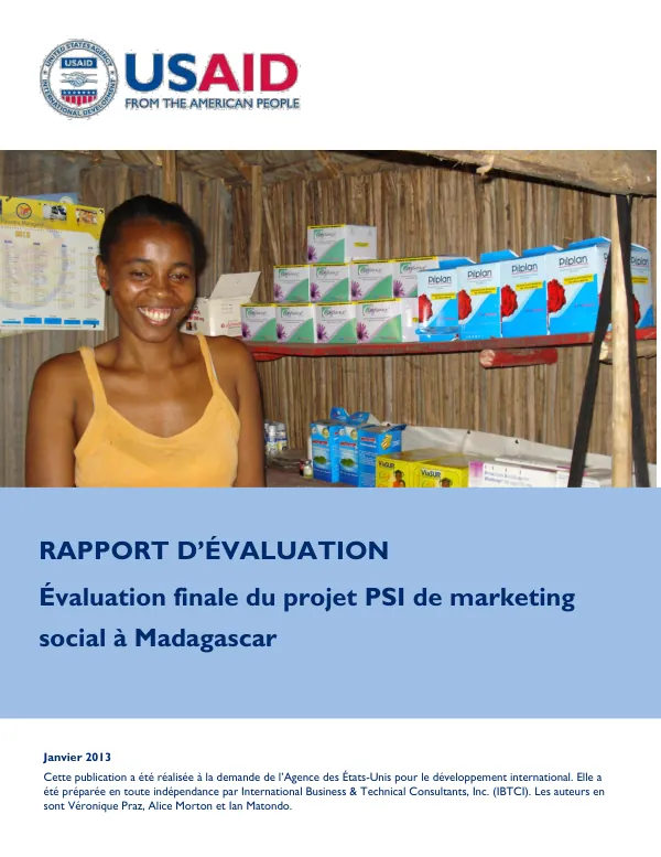 Evaluation finale du projet PSI de marketing social a Madagascar