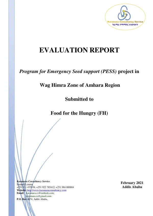 Evaluation report : program for emergency seed support (PESS) project in Wag Himra Zone of Amhara region
