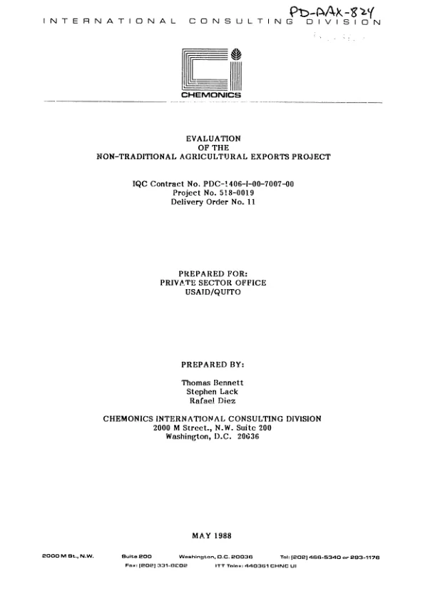 Evaluation of the non-traditional agricultural exports project
