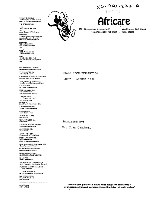 Chama rice evaluation, July - August 1986