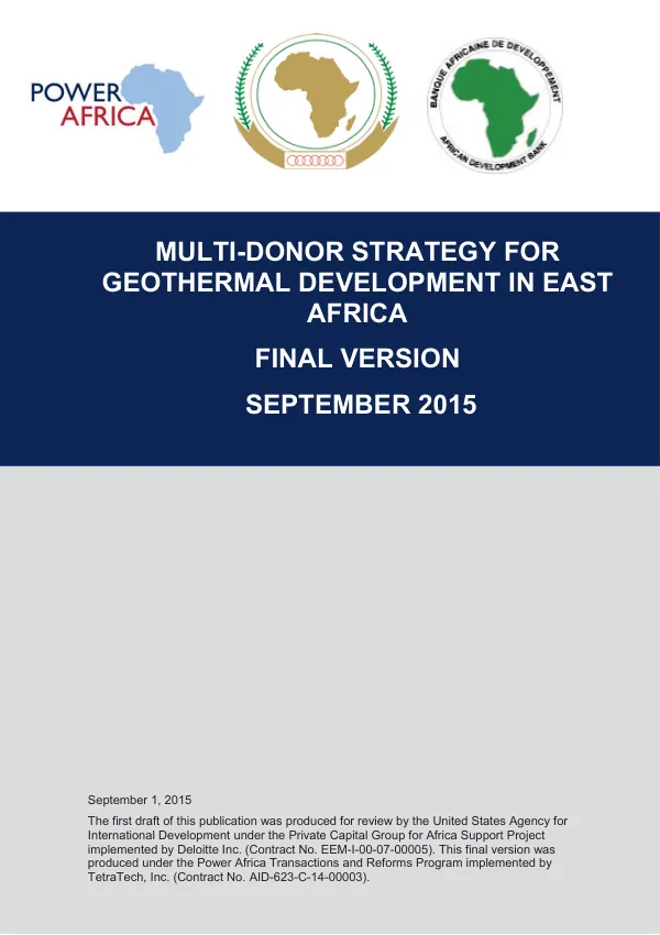 MULTI-DONOR STRATEGY FOR GEOTHERMAL DEVELOPMENT IN EAST AFRICA FINAL VERSION SEPTEMBER 2015