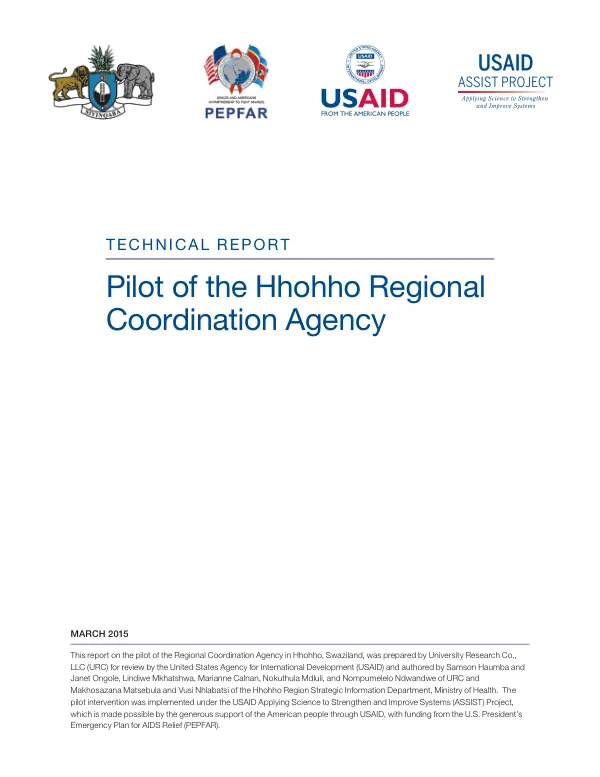 Pilot of the Hhohho Regional Coordination Agency in Swaziland