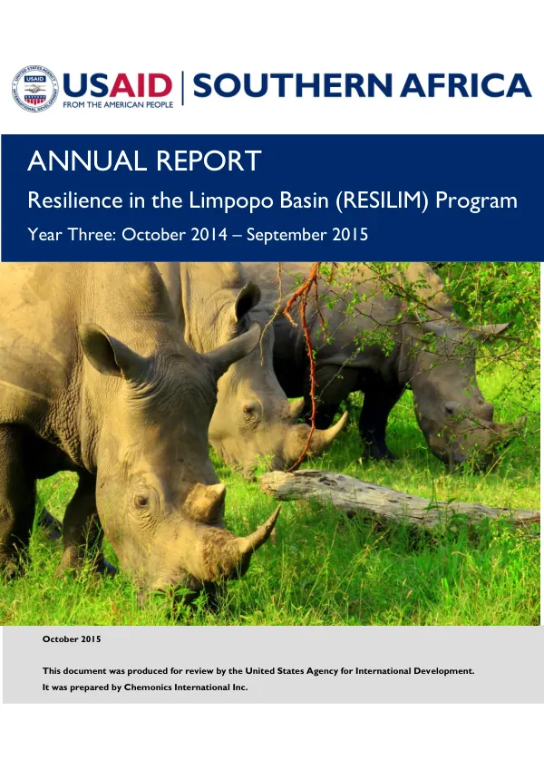Annual Report Resilience in the Limpopo Basin Program (RESILIM) October 2014 – September 2015