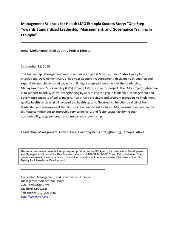 LMG Ethiopia Success Story: “One Step Towards Standardized Leadership, Management, and Governance Training in Ethiopia”