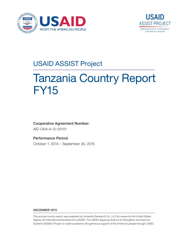 USAID ASSIST Project: Tanzania Country Report FY15
