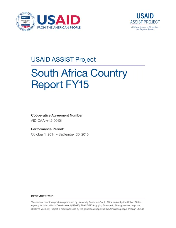 USAID ASSIST Project: South Africa Country Report FY15
