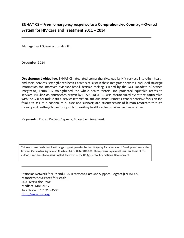 USAID ASSIST Project: Georgia Country Report FY15