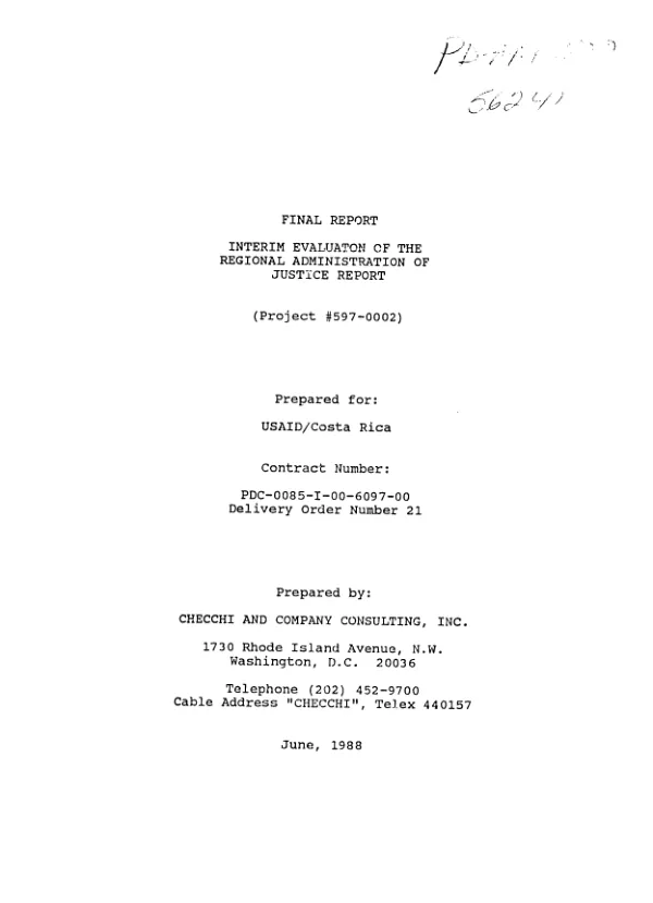 Final report : interim evaluation of the regional administration of justice report