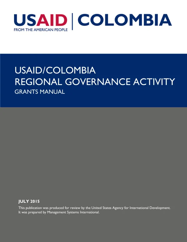 USAID REGIONAL GOVERNANCE ACTIVITY - Grants Manual