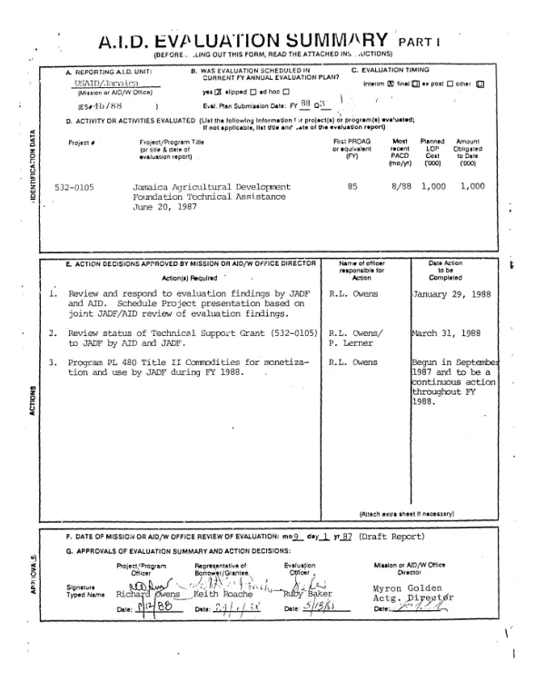 Evaluation of Jamaica Agricultural Development Foundation (JADF)