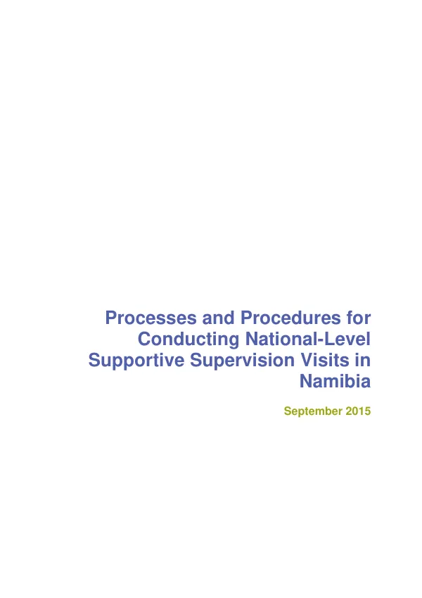 Processes and Procedures for Conducting National-Level Supportive Supervision Visits in Namibia