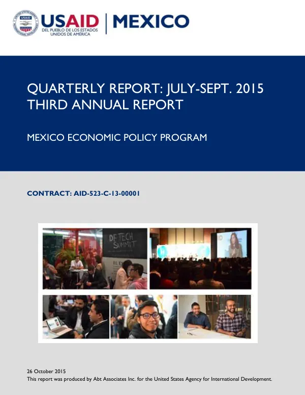 MEPP Quarterly Report: July-September 2015. Third Annual Report