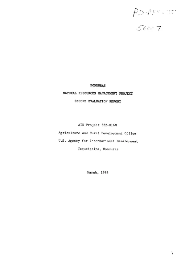 Honduras, natural resources management project : second evaluation report