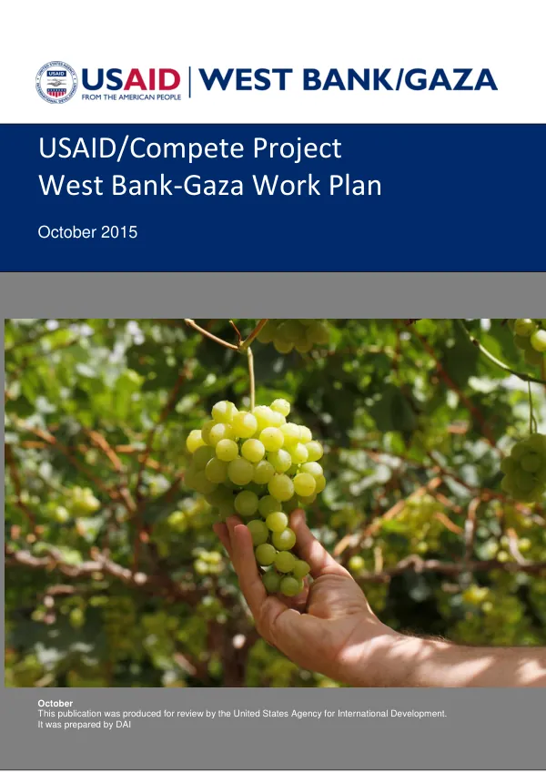 USAID/Compete Project West Bank-Gaza Work Plan