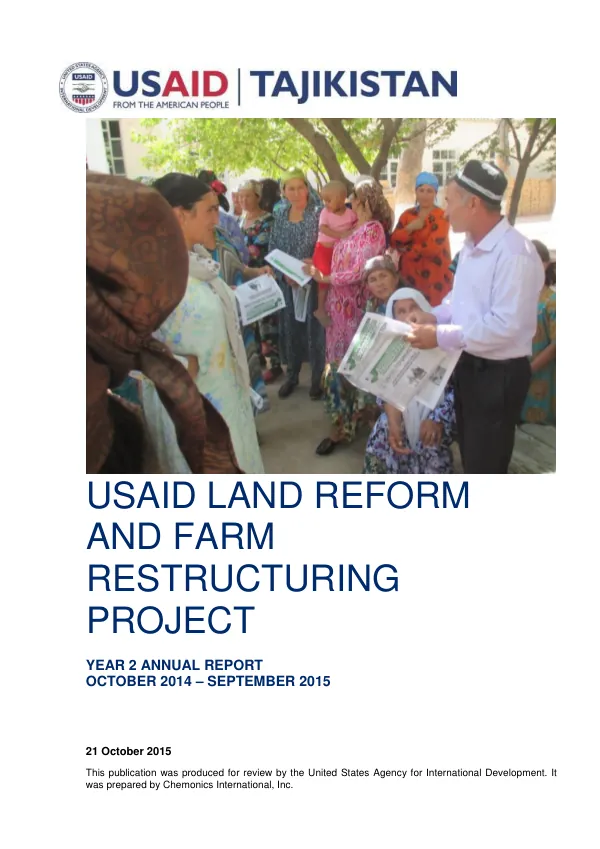 USAID Land Reform and Farm Restructuring Project_Year 2 Annual Report_October-September 2015