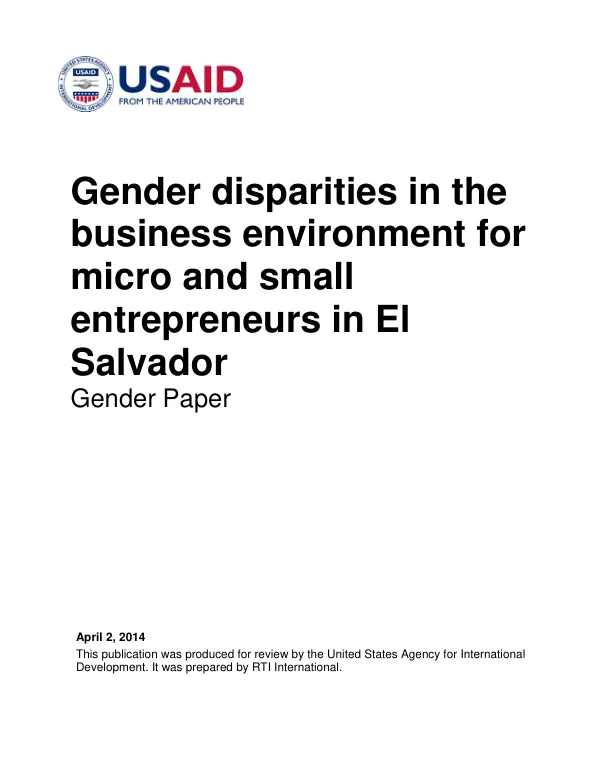 Gender disparities in the business environment for micro and small entrepreneurs in El Salvador