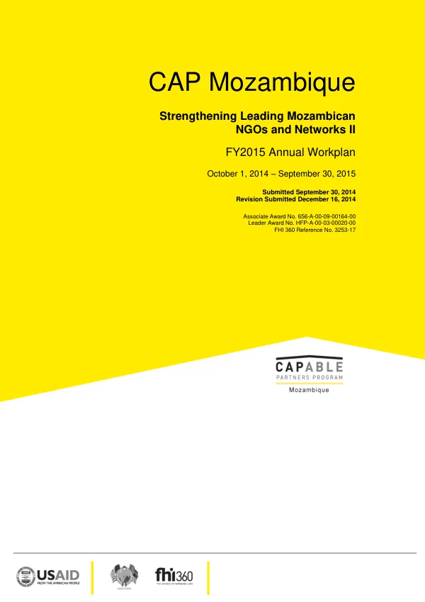 CAP Mozambique Annual Workplan FY15_REVISED