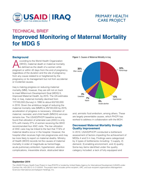 Improved Monitoring of Maternal Mortality for MDG 5