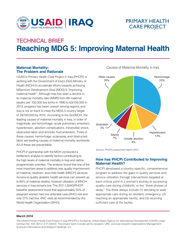Reaching MDG 5: Improving Maternal Health