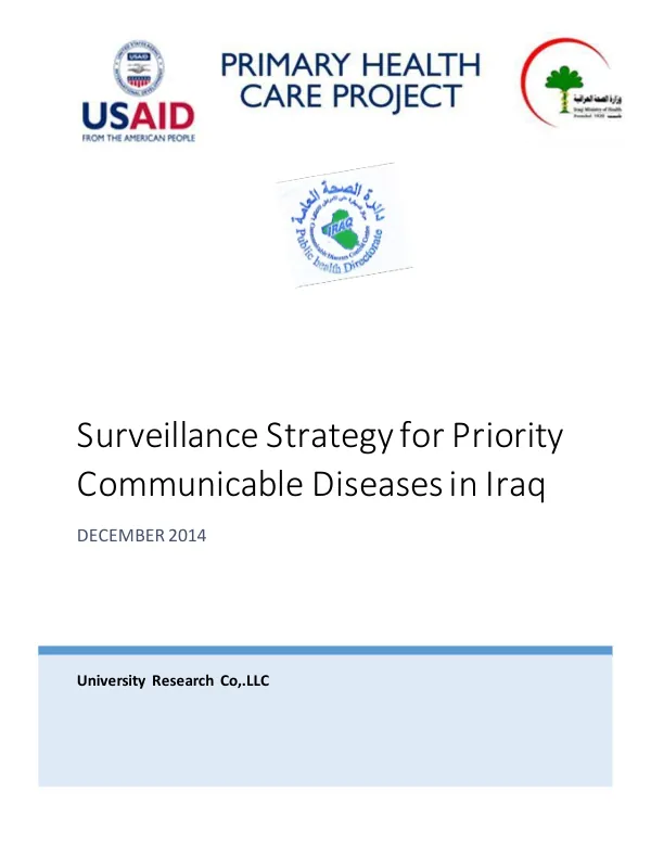 Surveillance Strategy for Priority Communicable Diseases in Iraq