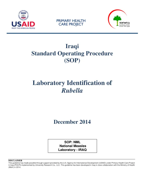 Laboratory Identification of Rubella