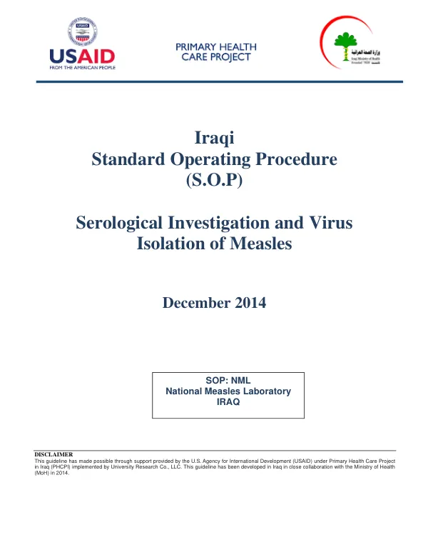 Serological Investigation and Virus Isolation of Measles