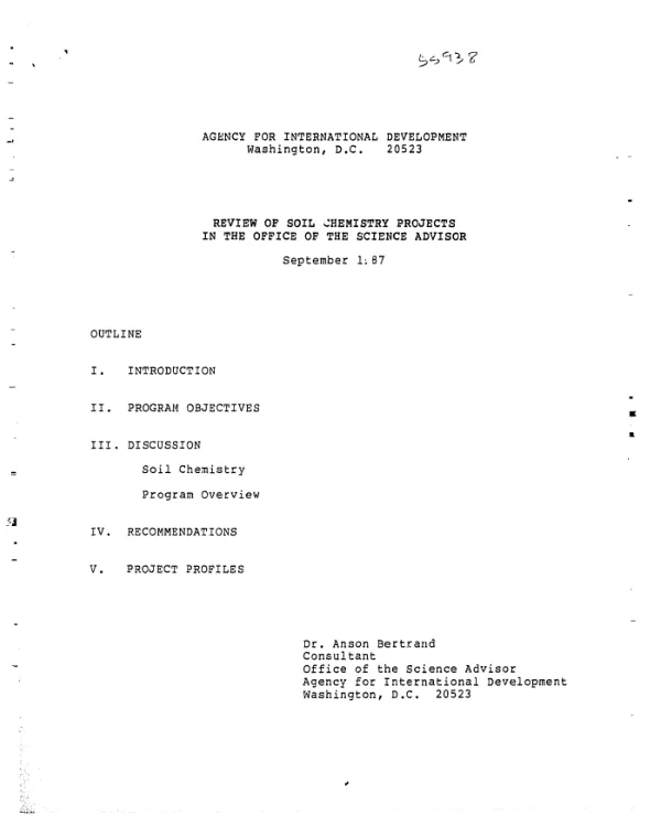 Review of soil chemistry projects in the Office of the Science Advisor