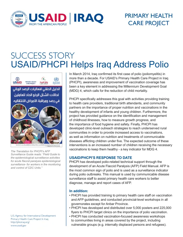 SUCCESS STORY: USAID/PHCPI Helps Iraq Address Polio