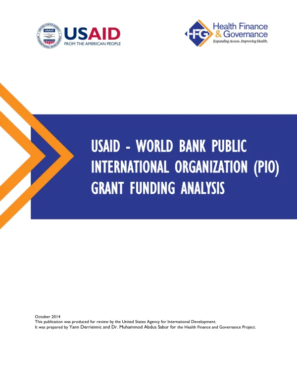 USAID - World Bank Public International Organization (PIO) Grant Funding Analysis