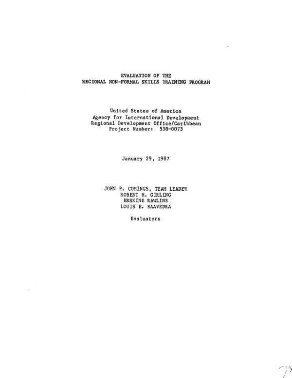 Evaluation of the regional non-formal skills training program