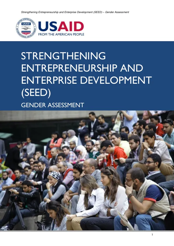 Strengthening entrepreneurship and enterprise development (SEED) : gender assessment