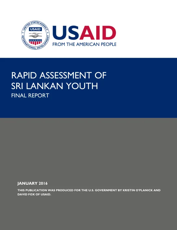 Rapid assessment of Sri Lankan youth : final report