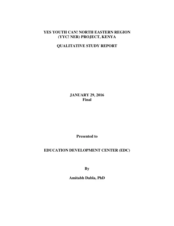 YYC! NER Qualitative Study Report