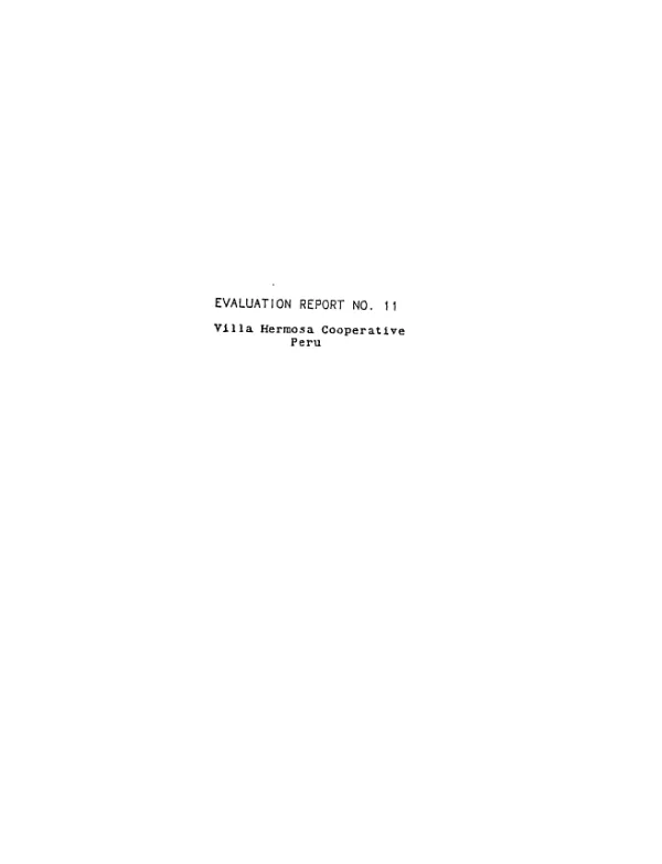 Summative evaluation : Villa Hermosa community-based enterprise, Peru