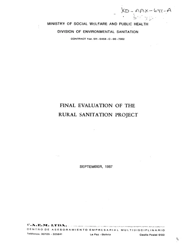 Final evaluation of the rural sanitation project