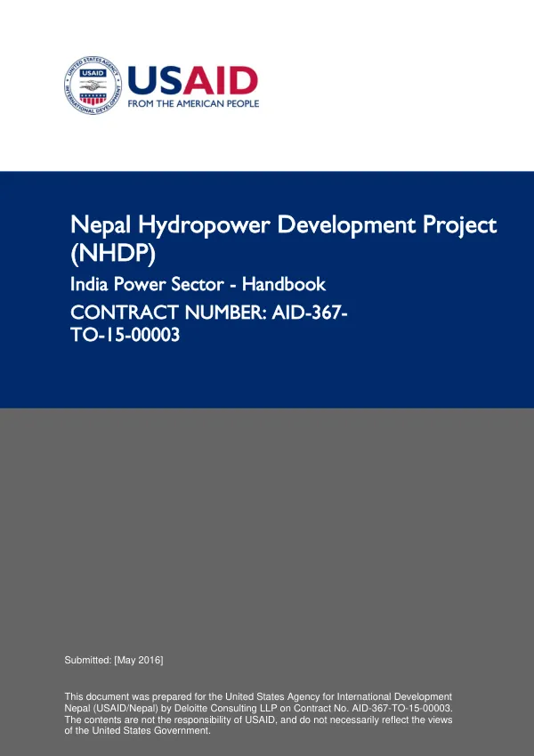 Nepal Hydropower Development Project (NHDP): India Power Sector - Handbook