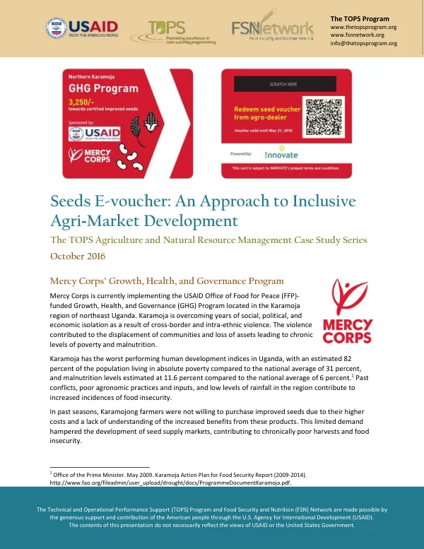 Seeds E-voucher: An Approach to Inclusive Agri-Market Development