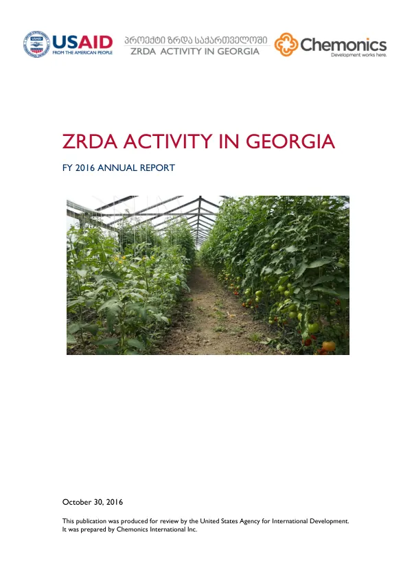 Zrda Activity in Georgia FY 2016 Annual Report