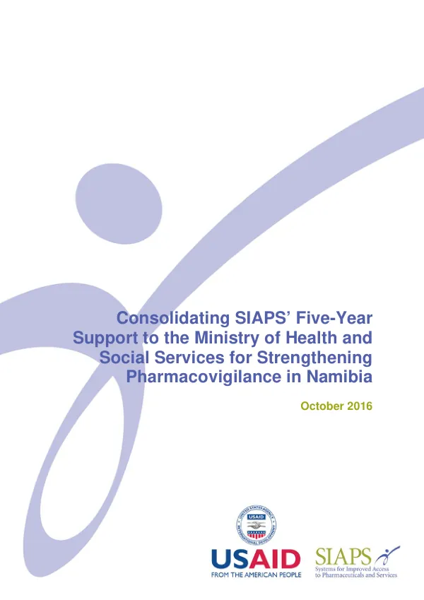 Consolidating SIAPS’ Five-Year Support to the Ministry of Health and Social Services for Strengthening Pharmacovigilance in Namibia
